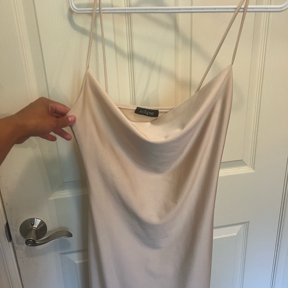 Eclipse Dress - Satin Spaghetti Strap Midi with side slit - Picture 2 of 2